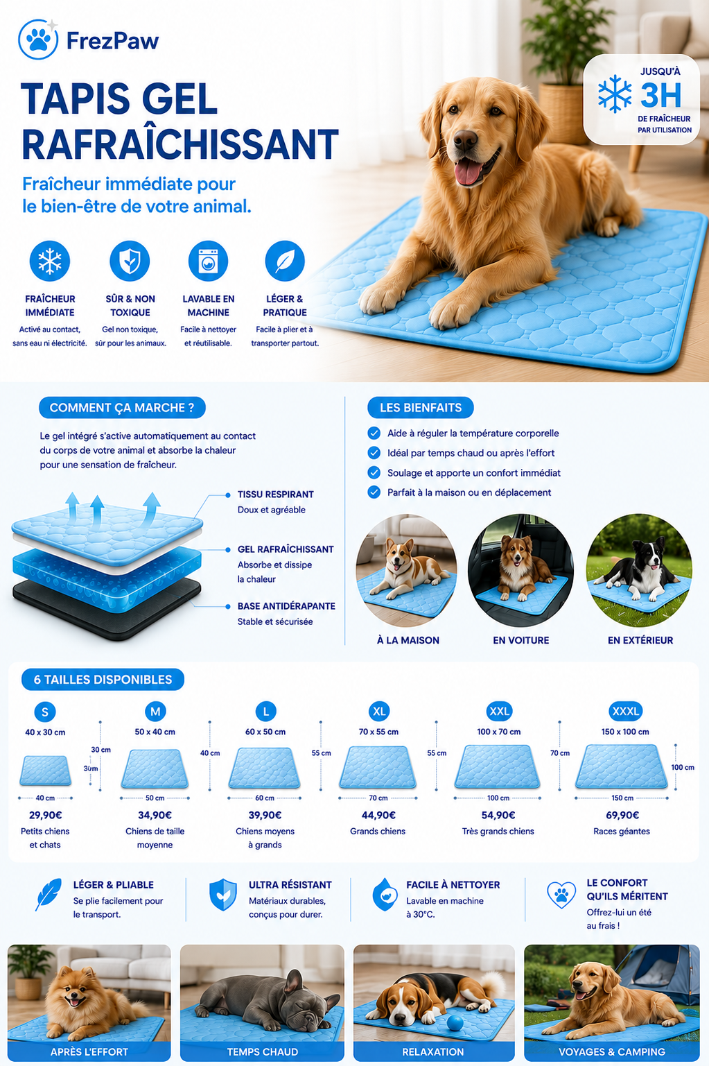 Tapis Gel Rafraîchissant pour Chien & Chat