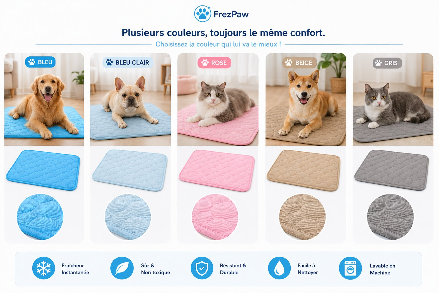 Tapis gel FrezPaw — 5 couleurs disponibles